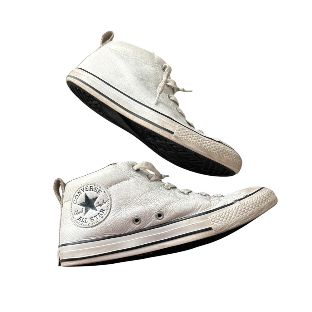 Converse All Star White Leather Mid-Top Sneakers Size 5